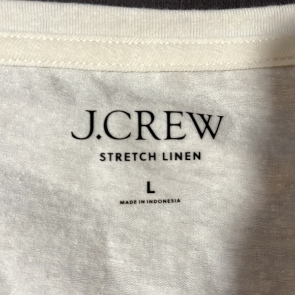 J Crew Stretch Linen Tee White L NWT - Picture 3 of 6